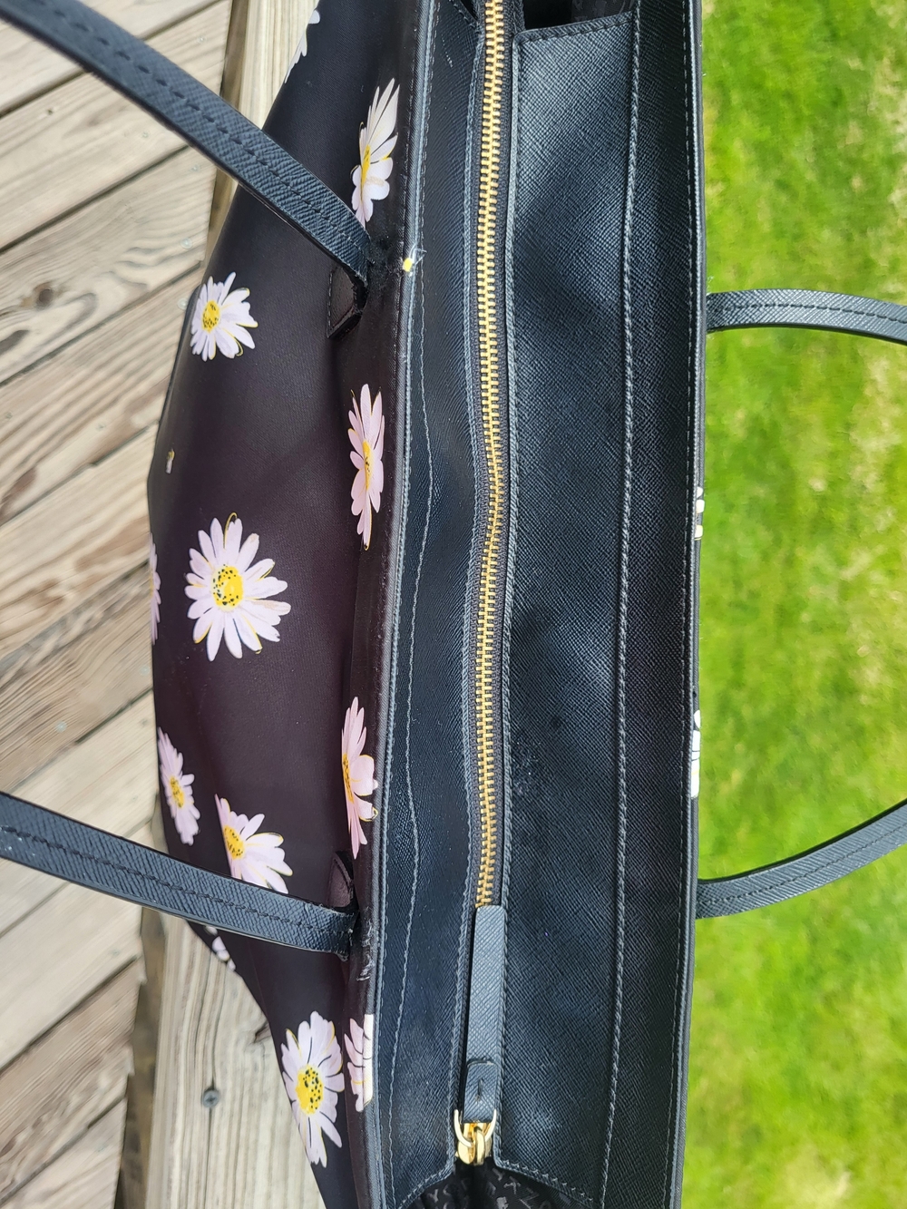 Kate Spade Black Daisy Print Nylon Tote - Picture 3 of 8